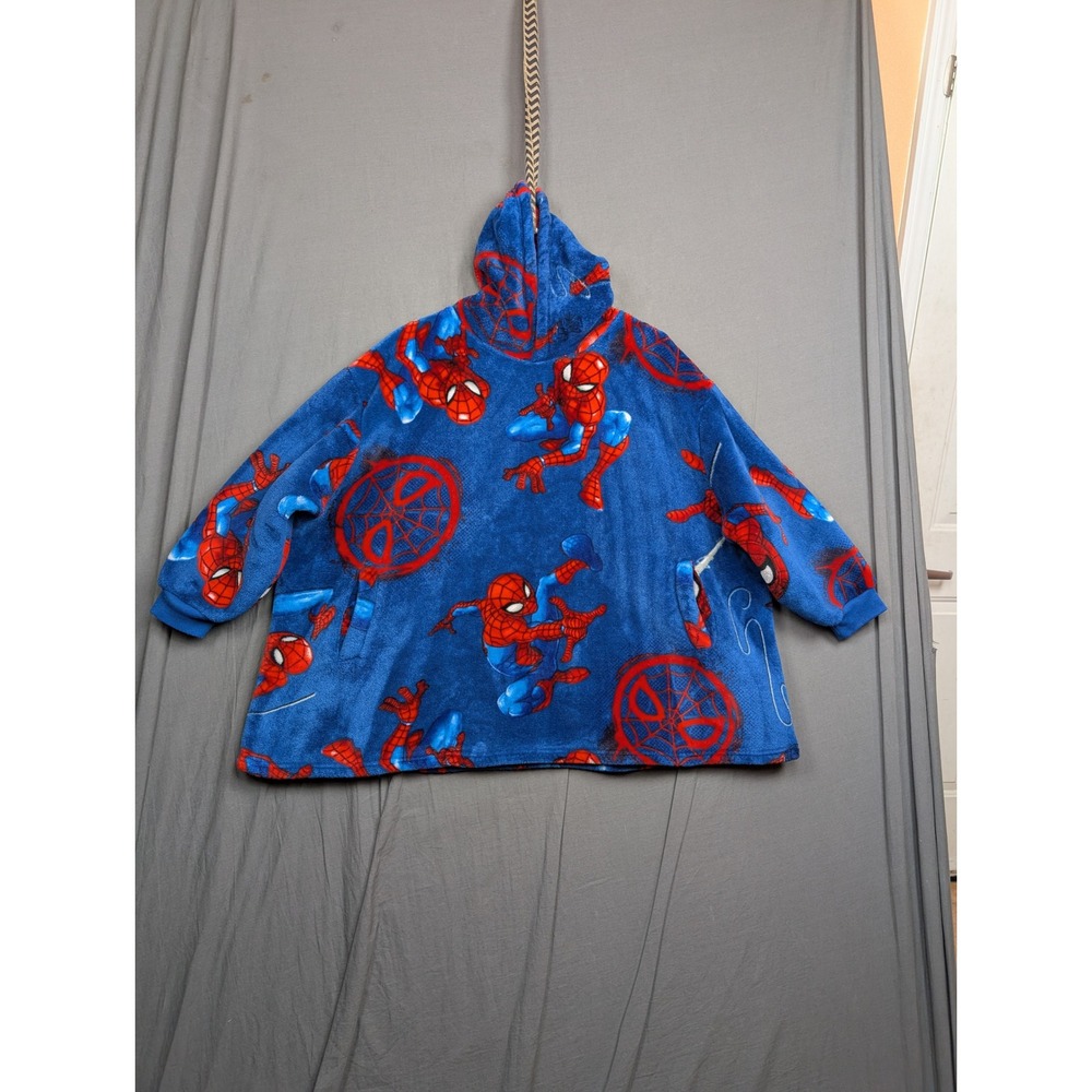 Marvel Spider-Man Kids Oversized‎ Hooded Plush Fleece Blue One Size 4-10